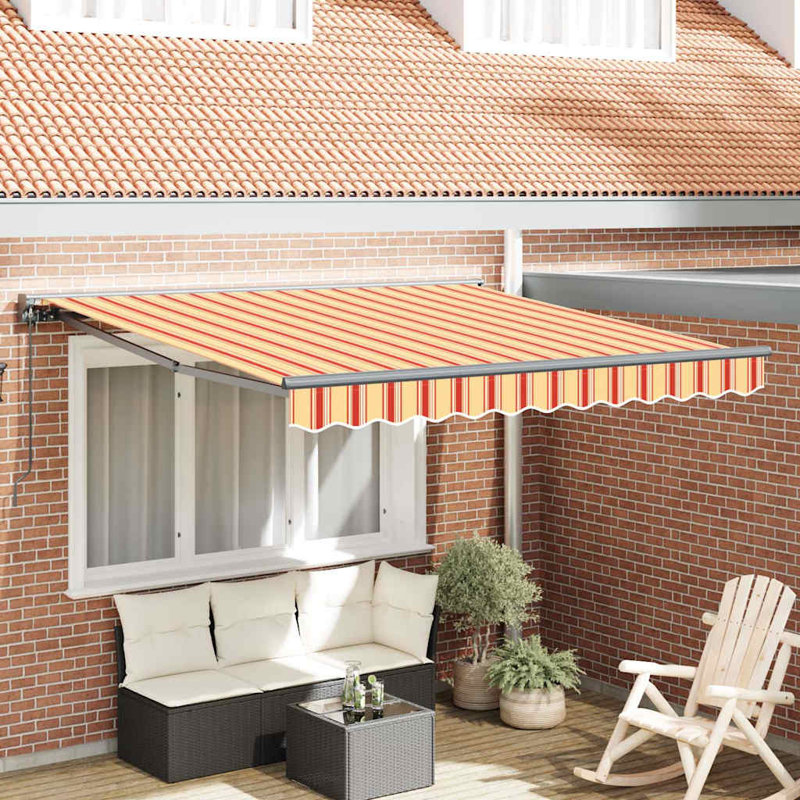 Retractable Awning, 350 cm W x 250 cm D, Yellow/Orange/Anthracite