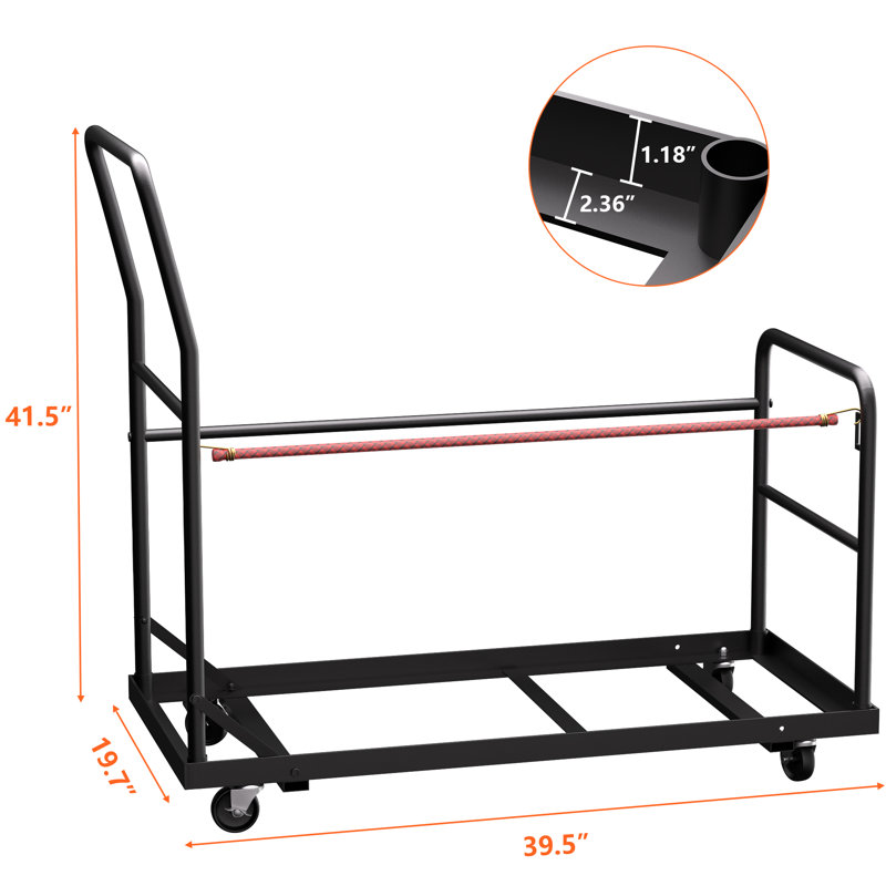 Heavy Duty Folding Chair Cart with Wheels – Rolling Storage Rack Dolly, Holds 25 Chairs, 300 LBS (39.5"Wx19.7"Dx41.5"H)