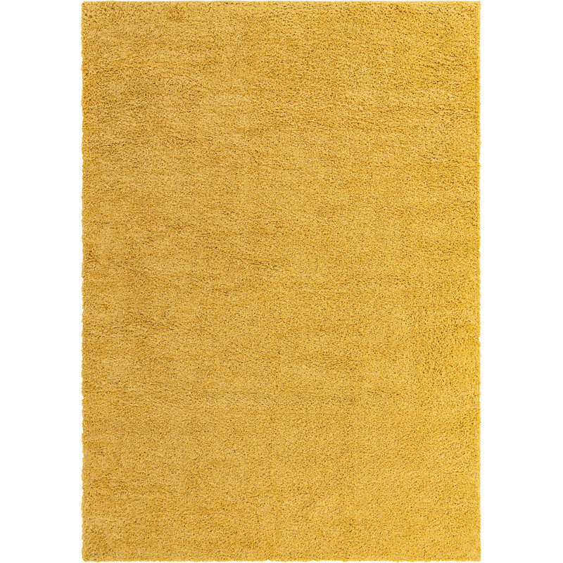 Tapis à poils longs Ashmita couleur moutarde, Rectangle 10 pi x 13 pi 11 po