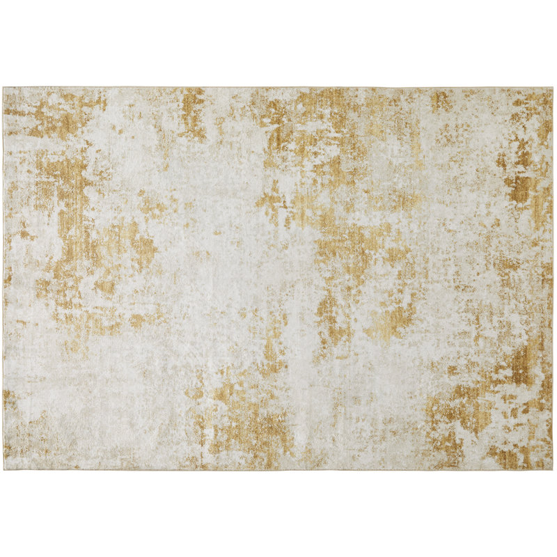 Abstract Ultra soft Stain Guarded Light Gold  Area Rug, Rectangle 120 x 180 cm