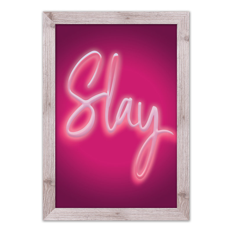 «Stay Neon», reproduction encadrée rose, H 30 po x l 20 po x P 0,75 po