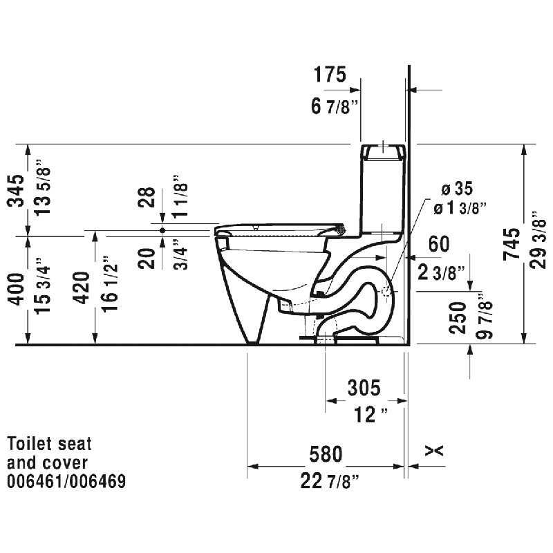 Toilette allongée une pièce à double chasse Happy D.2 (siège non inclus)