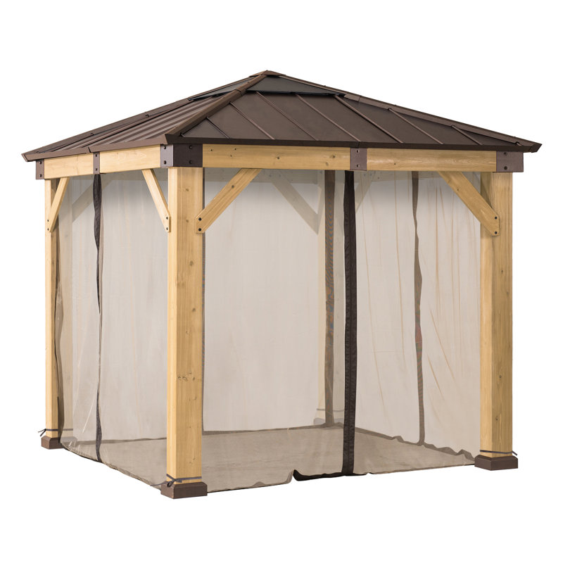 Khaki Polyester Replacement Mosquito Netting for 9x9 ft Wood Gazebo