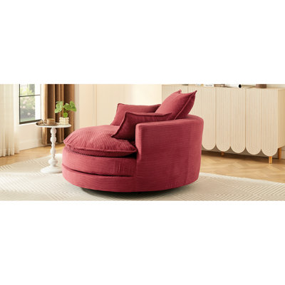 Méridienne ronde pivotante à 360 degrés avec siège de 38 pouces de profondeur, coussins à deux couches, 3 coussins amovibles, rotation en douceur pour regarder la télévision dans le système de salon, coussin de soutien,