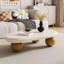 51" Oval Cream Black Brown Modern Coffee Table with Three Round Legs-398949509-386510971