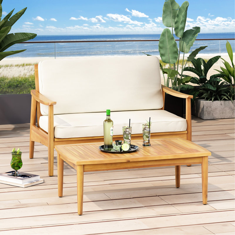 Table basse en bois et bois massif, Crème