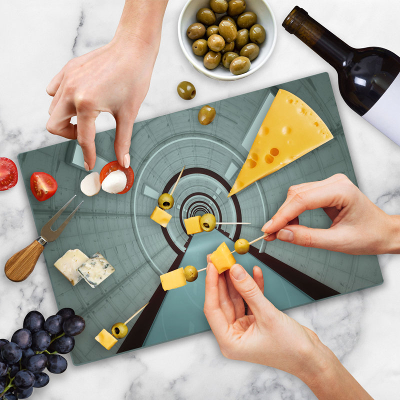 Ambesonne Science Cutting Board Large Size Futuristic Corridor Grey