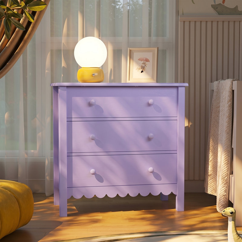 27.5" W 3-Drawer Dresser, Purple