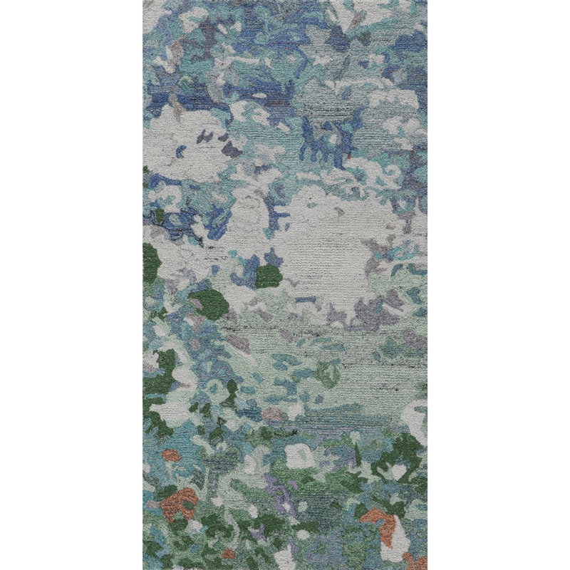 Wildflowers Hand-Tufted Recycled Polyester Indoor/Outdoor Blue Area Rug, Runner 2'6" x 5'