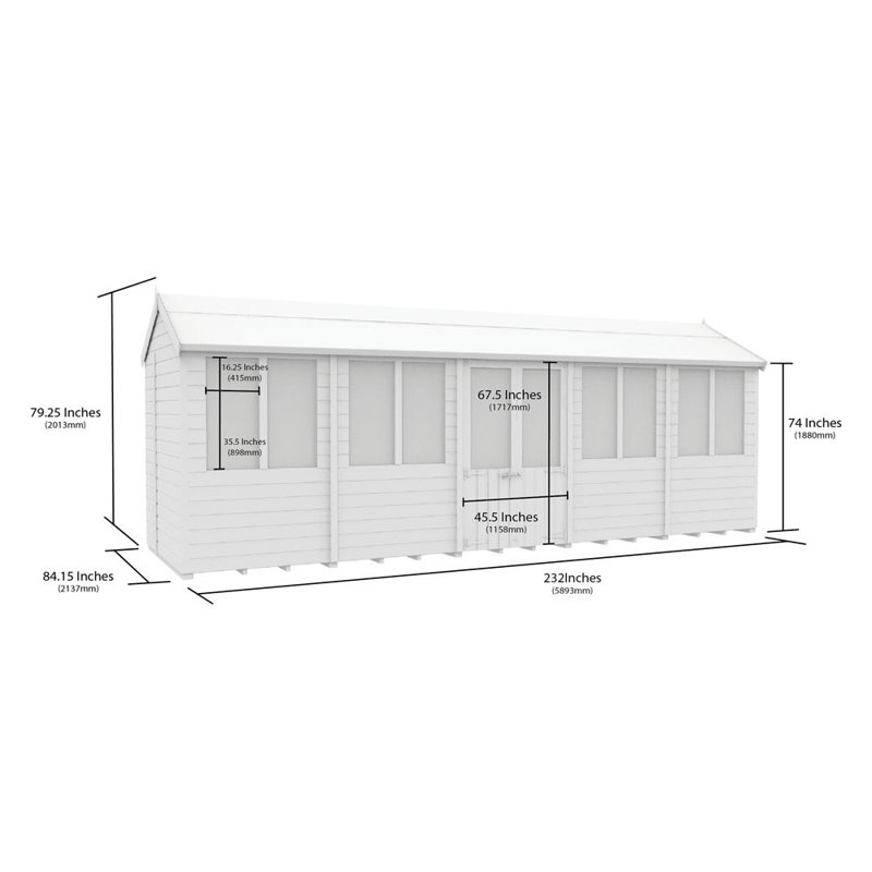 7ft x 20ft Apex Summer Shed