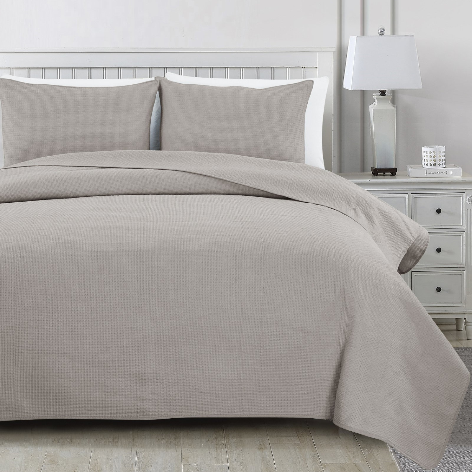Sedna Cotton Quilt Set, Twin Quilt + 1 Twin Sham, White