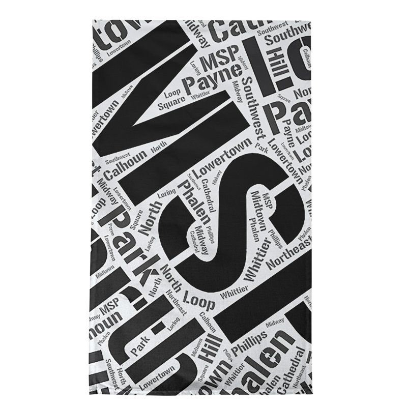 Serviette à thé « districts », Noir, Minneapolis – Saint Paul