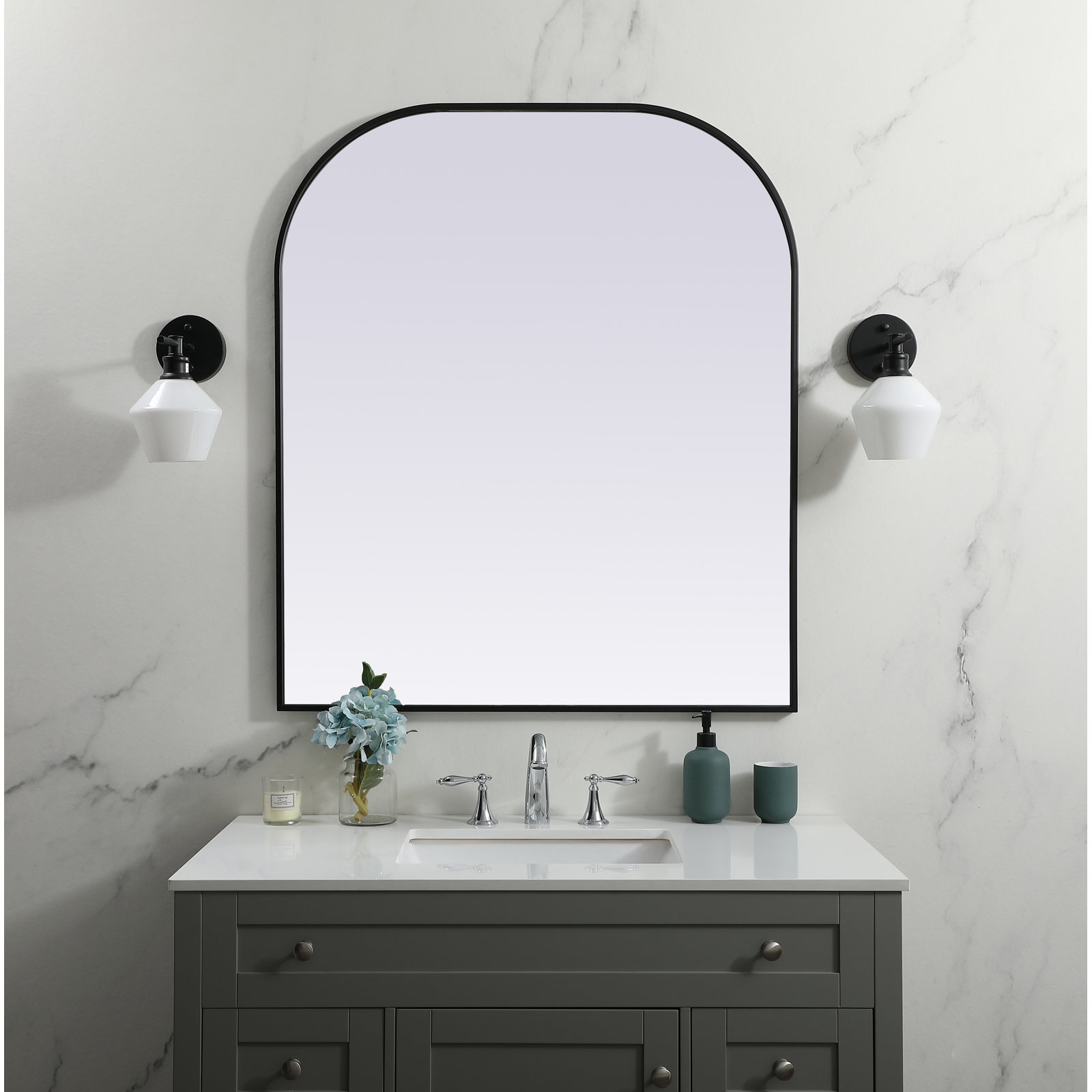 Sabine Accent Mirror, Black, 42" x 36"
