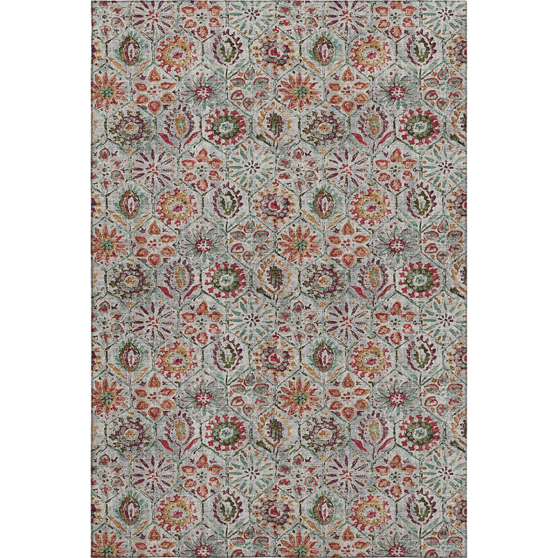 Premium Machine Washable Ralston AMF1938 Floral Rug, Rectangle 9' x 12'