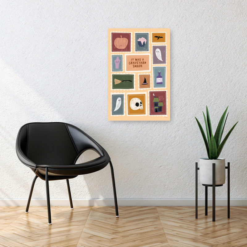 Art mural fantaisiste rétro Graveyard Smash, 36" H x 24" W