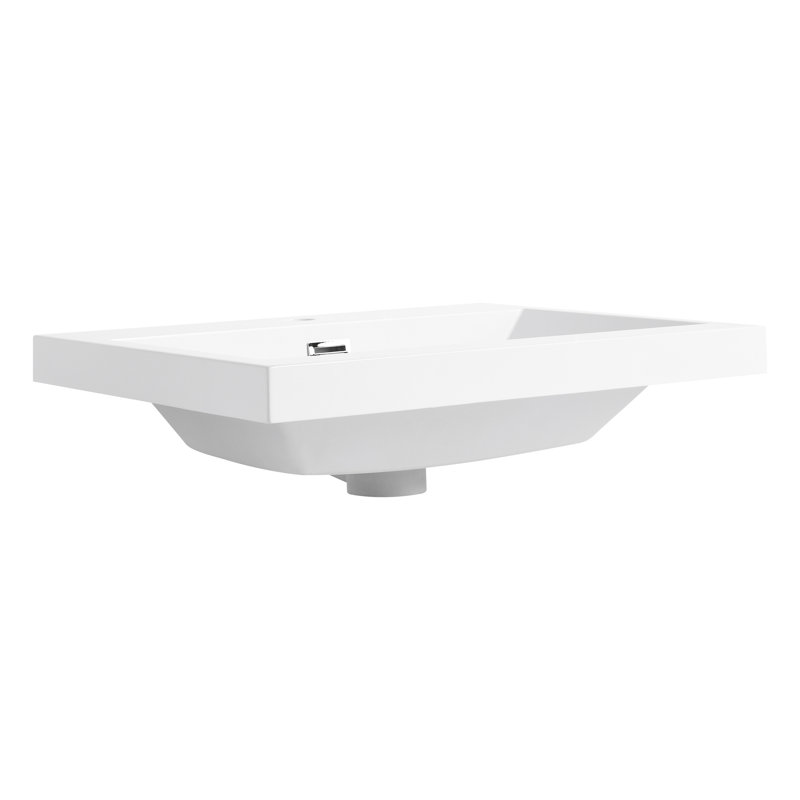 Lavabo de salle de bain en résine 24 po, blanc brillant, démontrant une qualité de 24 po pour la salle de bain, brillant présentant un aspect élégant et durable