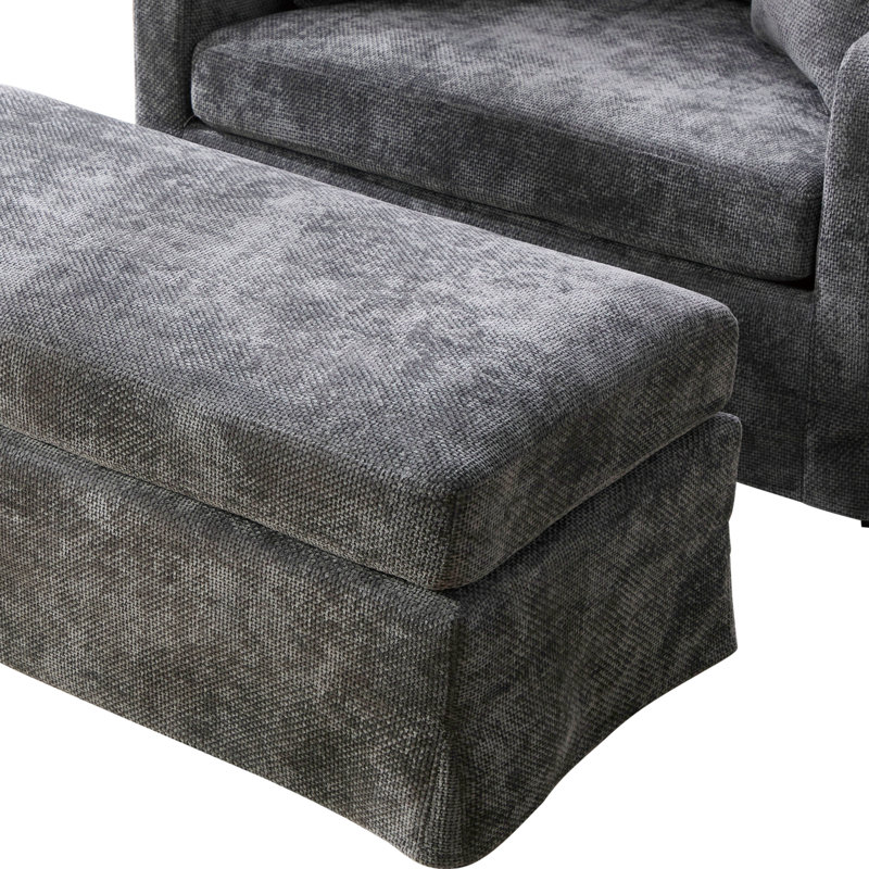 Repose-pieds rembourré Cusion, Gris anthracite
