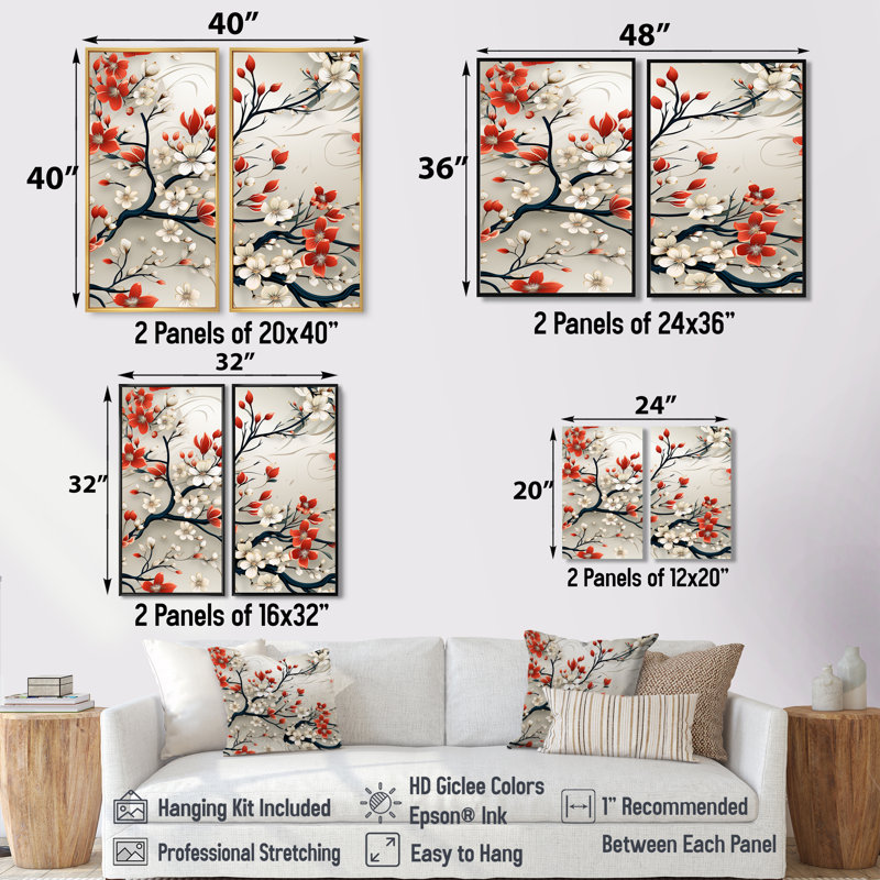 Asian Minimalisme - Art mural floral abstrait, 20" H x 24" W, Black, Framed Print without Mat