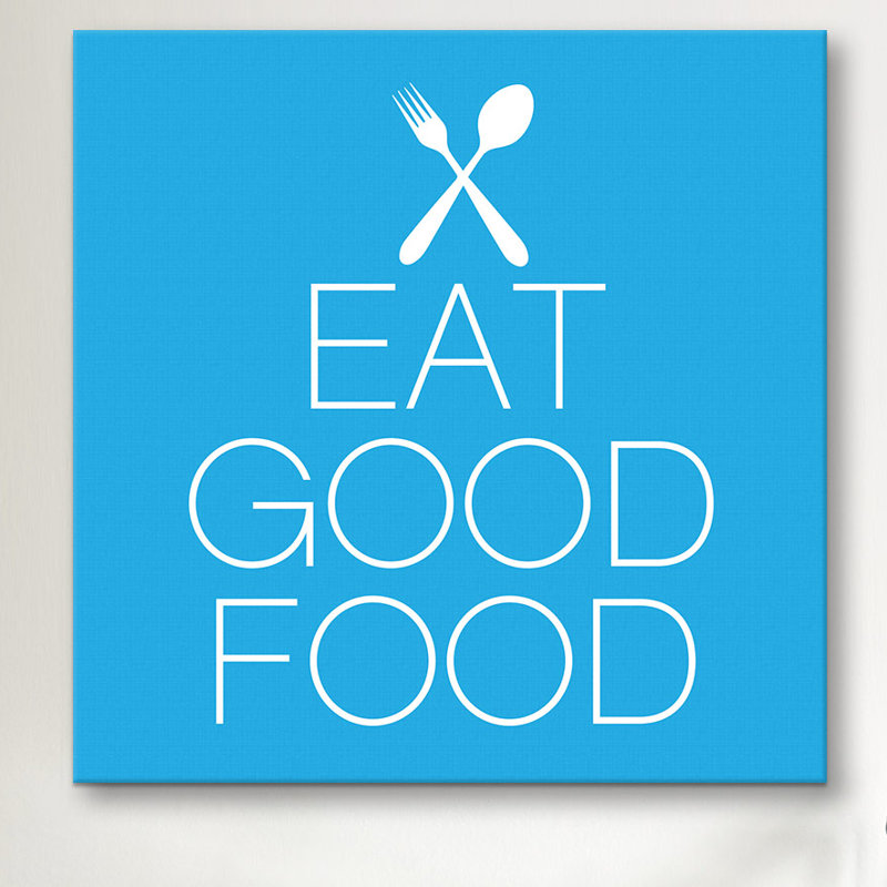 Art textuel sur toile avec nourriture manger good Kitchen, H 12 po x l 12 po x P 1,5 po, Pas de tapis, Toile tendue