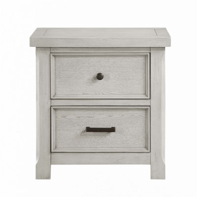 Classic Light Gray Finish Nightstand of 2x Drawers Wooden Bedroom Furniture 1pc