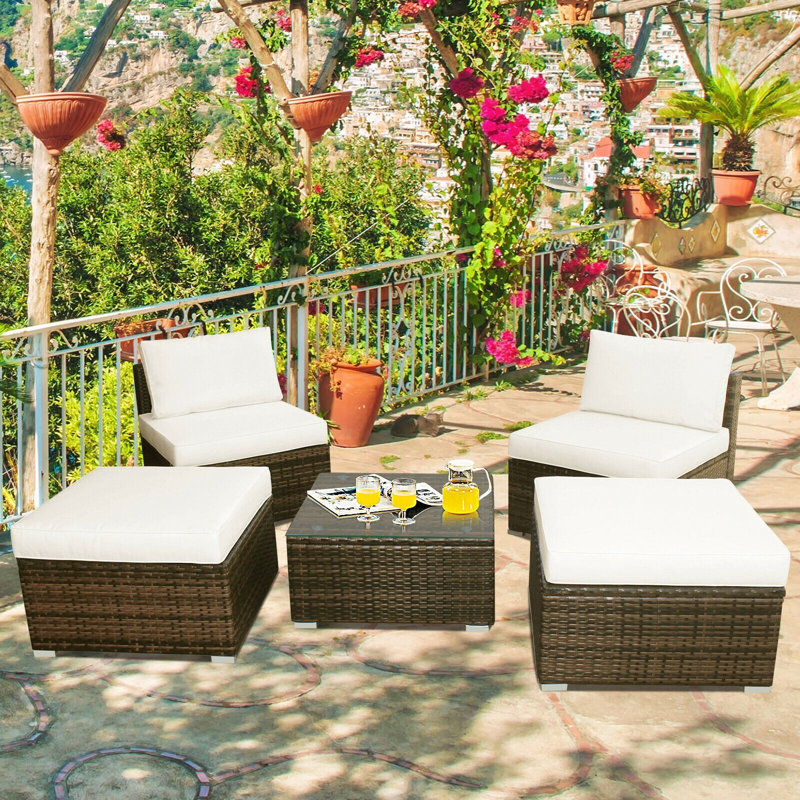Mads 4 - Person Patio Conversation Set with Cushions, White
