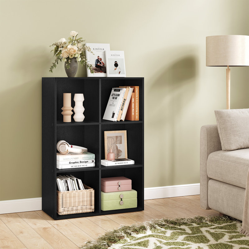 Cube Bookcase, (3 Shelves) 89cm H  x 59.5cm W  x 29cm D, Black