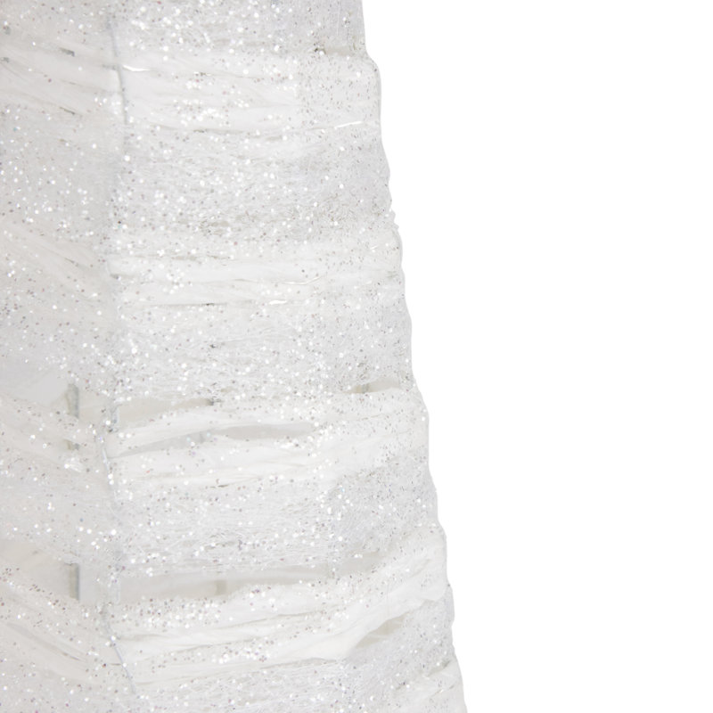 Décoration de table de Noël en forme d'arbre de Noël cône blanc et argent scintillant 23,5 po
