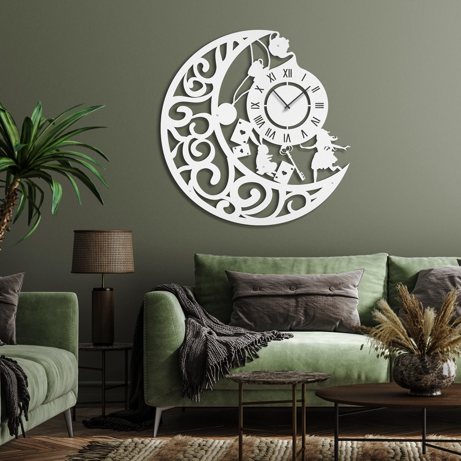SIGNLEADER Large Metal Wall Clock Elegant Moon Wall Sculpture Silent ...