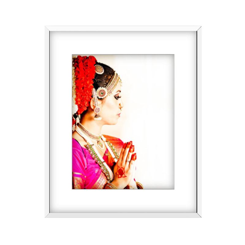 Namaste Red Print by Francis Augustine, White Framed Paper, White, 48" H x 32" W x 0.8" D