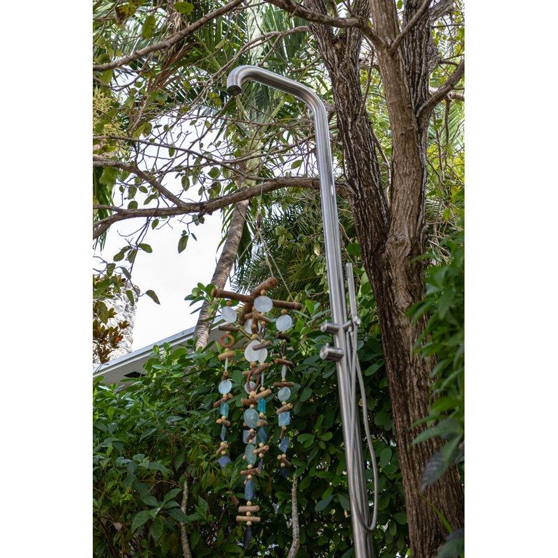 Pulsar 01 Freestanding Outdoor Shower with Hand Shower, Brushed Stainless