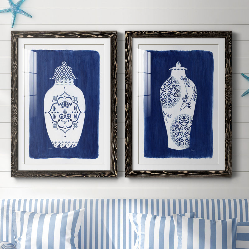 Sapphire Urn I - ensemble de 2 reproductions d'art, H 31,5 po x l 47 po x P 1,5 po, H 31,5 po x l 47 po x P 1,5 po, Blanc