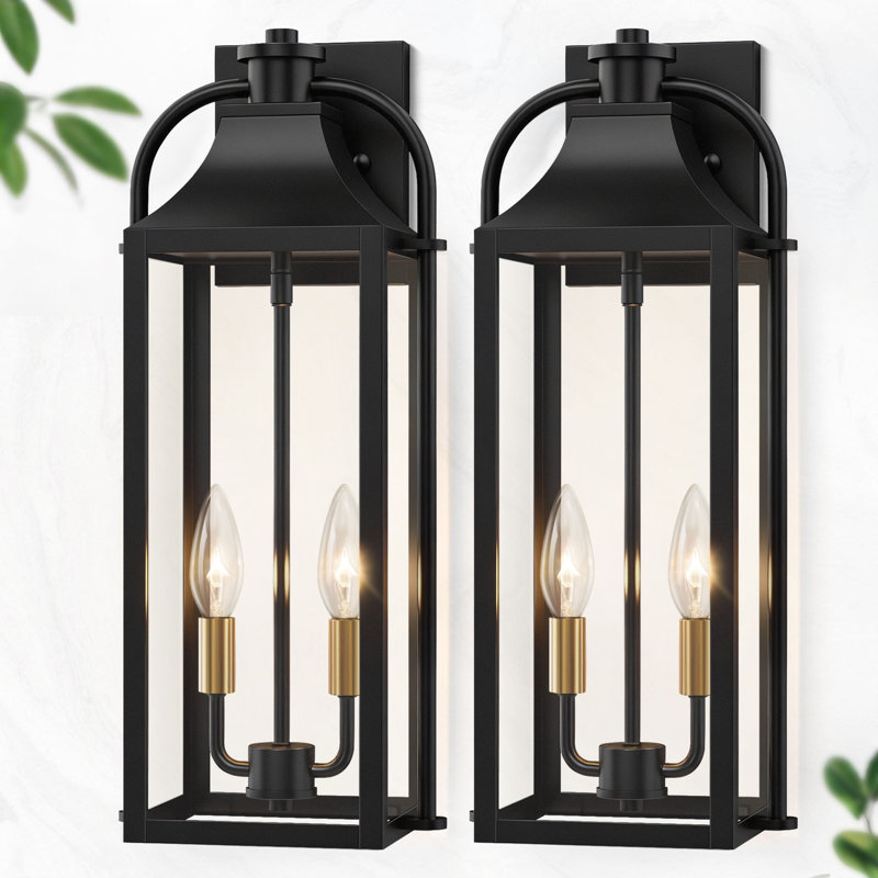 Lanterne murale d'extérieur à 2 lumières 19 po, applique d'extérieur de style campagne moderne, Deux lumières