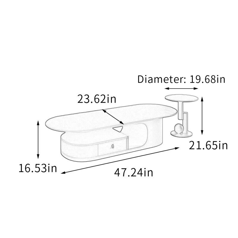 Ensemble de tables basses Modern Modern, H 16,53 po x L 47,24 po x l 23,62 po