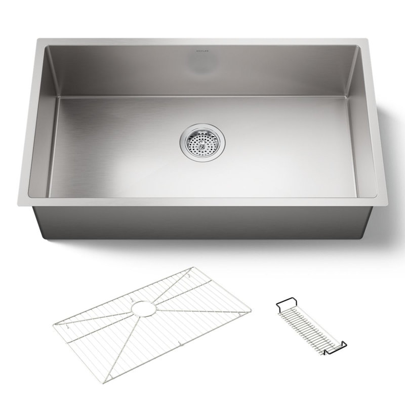 Strive 32" L x 18.25" W Undermount Single Bowl Kitchen Sink with Basin Rack