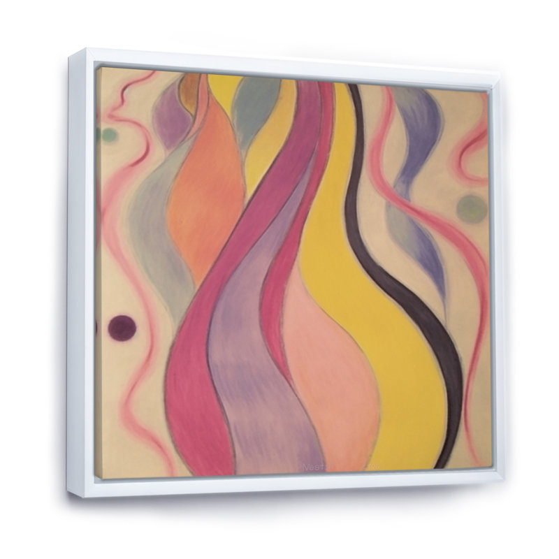 «Shadow Dance» jaune et rose, Illustration rétro I, reproduction d'art sur toile, H 16 po x l 16 po x P 1 po