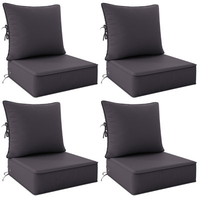 Outdoor 6.5" Thick Deep Seating Cushion Set Water-Resistant & Fade-Resistant Patio Chair Cushions