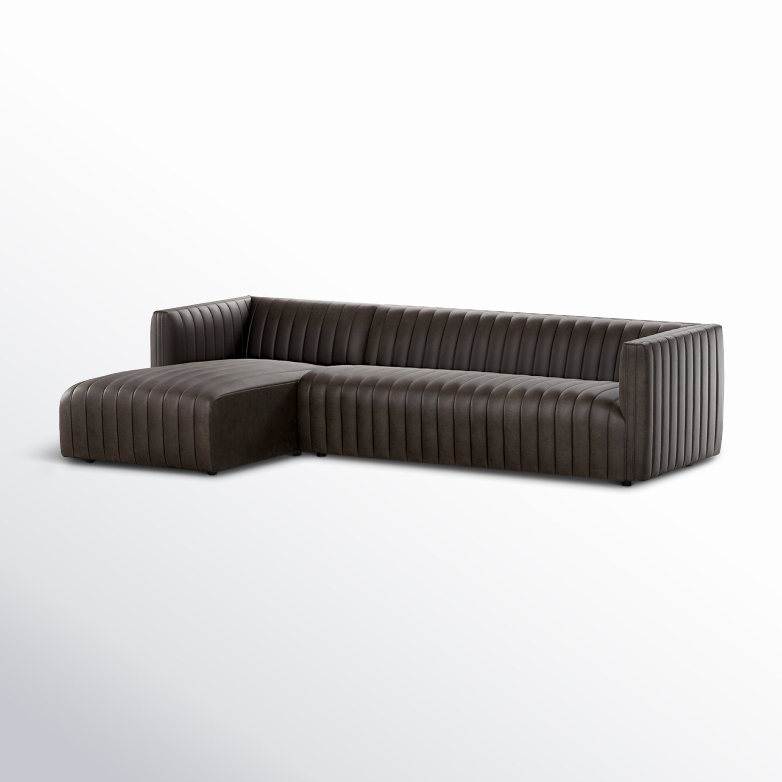 Brandt Upholstered Chaise L-Sectional, Deacon Wolf Genuine Leather, Left Hand Facing, 26.5" H x 105" W x 64" D