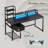 Computer Desk With  Led Lights And Power Outlets, Gaming Desk With Monitor Stand,Home Office Writing Desk With Storage And 2 Shelves-367572252-367572249
