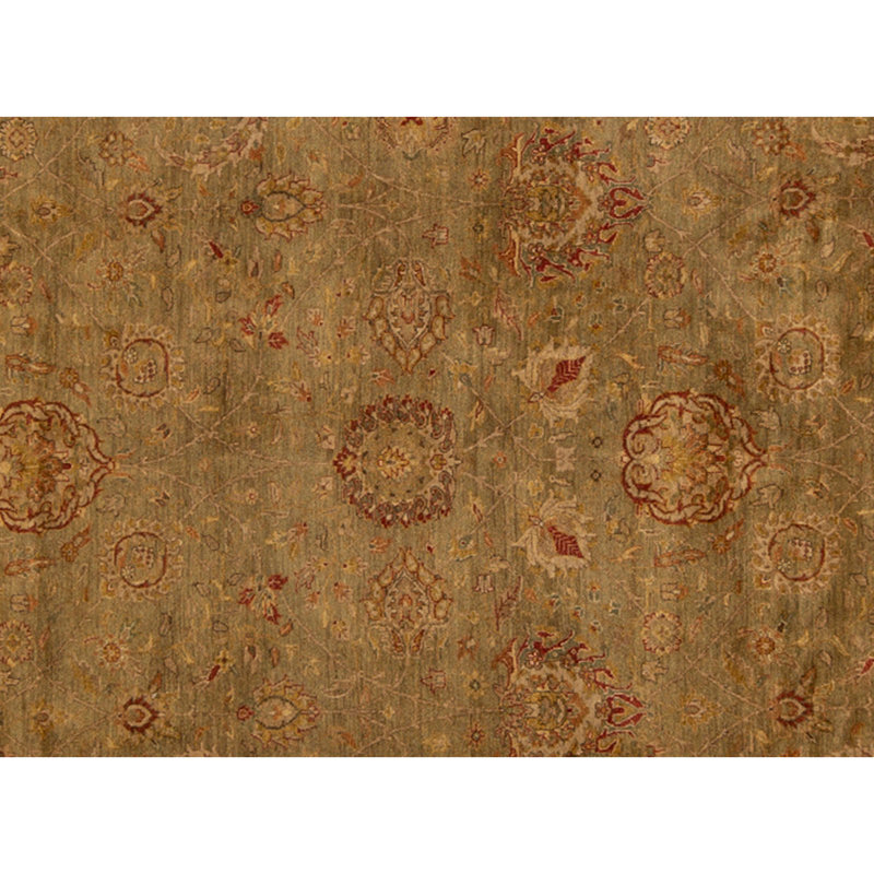 High-Quality Hand-Knotted Green And Ivory Area Rug