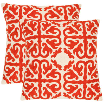 Embroidered Canvas Reversible Throw Pillow