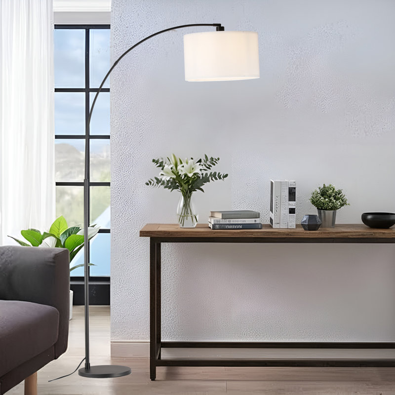 74.8“ Eclipse Arc Floor Lamp: Matte Black With Multi-angle Task White Shade