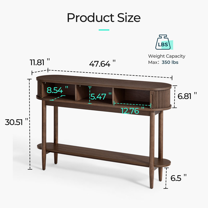 Leathia Fluted Console Table, Brown