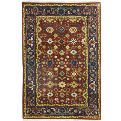 Gamero Oriental Handmade Hand-Knotted Rectangle 4' x 6' Wool Area Rug in Red -  Darby Home Co, 95842082C6CF4793A59FB0E822F5C1C6