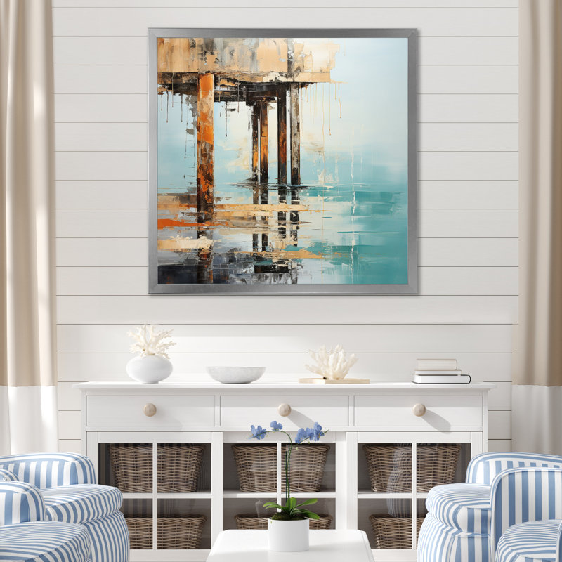 Coastal Pier Perspective I - Nautical & Beach Wall Art Living Room, H 30 po x l 30 po x P 1 po, Cadre photo argenté