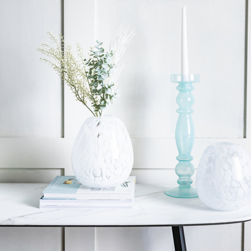 Glass Tabletop Candlestick, Blue