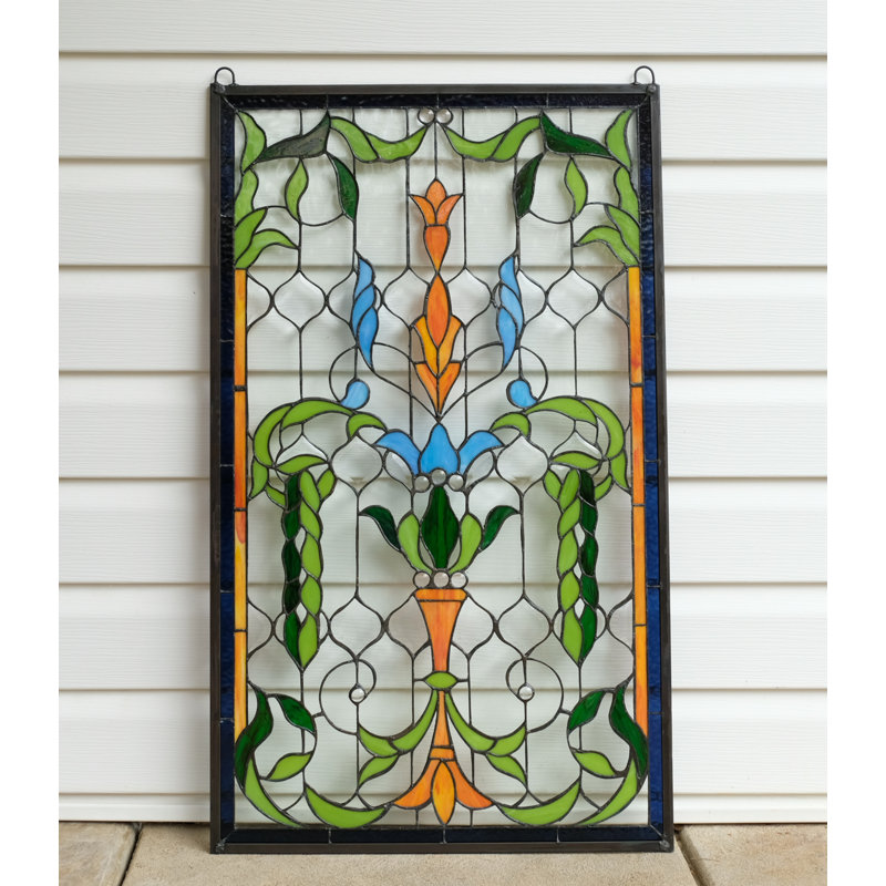 Panneau de vitrail en verre coloré