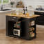 Kitchen Island With Storage Cabinet And Trash Cabinet,  3 Pieces Kitchen Dining Table Set With 2 Stools And Drop Leaf-1262491892