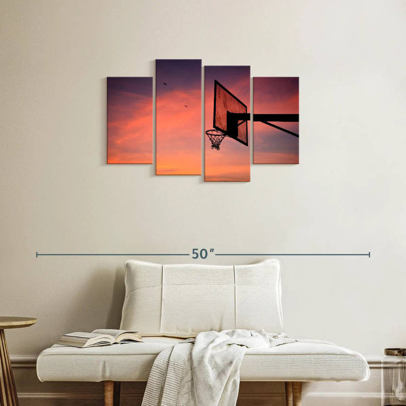 Coucher de soleil sur le panier de basketball Sireci, H 22 po x l 36 po
