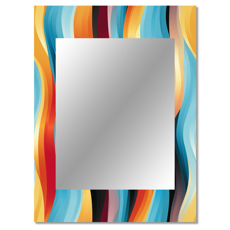 Delainie Popart rayé arc-en-ciel - miroir mural décoratif rayé, miroir moderne, impression d'art en métal, 40 po x 30 po