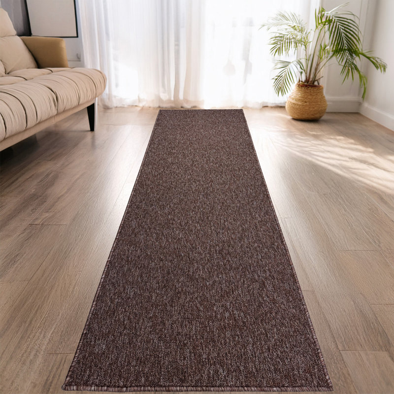Tapis brun / gris antidérapant sur mesure, Tapis de couloir 2 pi 2 po x 21 pi